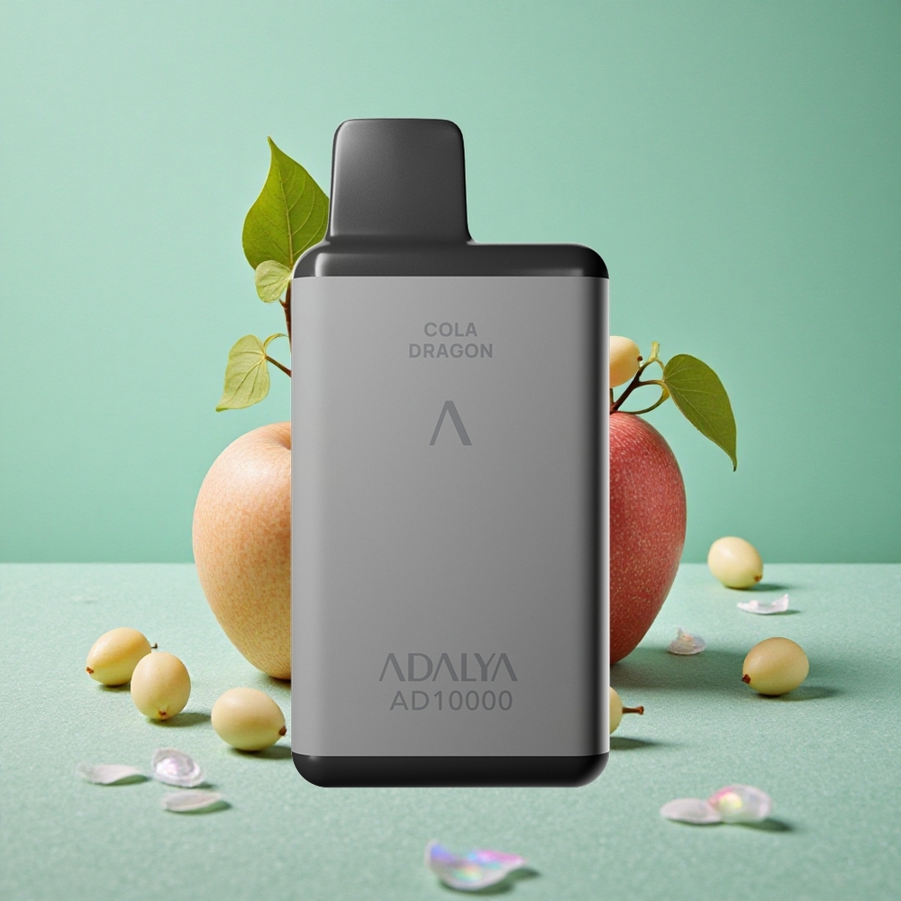 Adalya AD 10000 Puffs Za enkratno uporabo Vape Vesoljsko siva barva z 14 ml e-tekočine in The Two Apples
