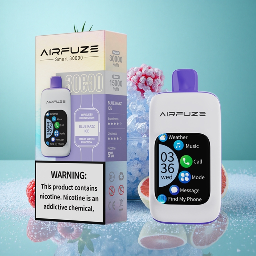 AirFuze Smart 30000 Puffs Za enkratno uporabo Vape Modra Malina Led (900mAh baterija Type-C polnjenje)
