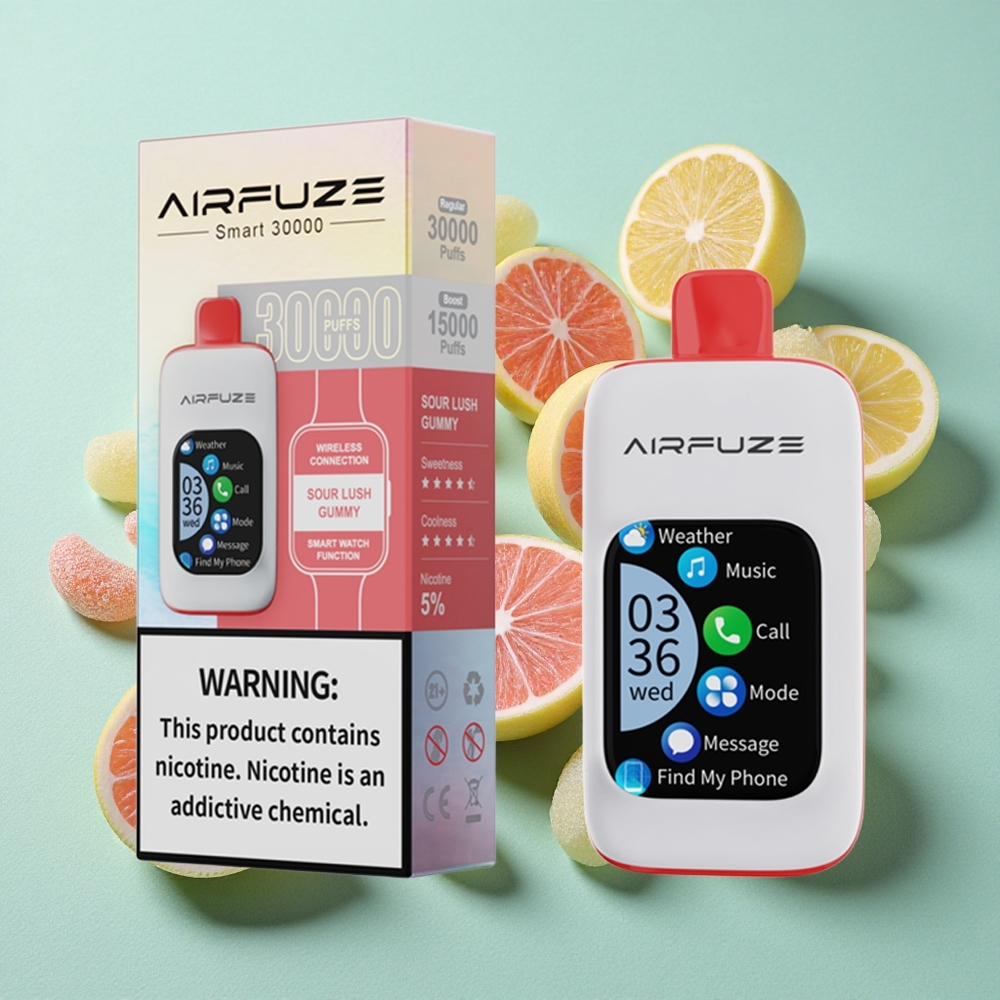 AirFuze Smart 30000 Puffs Za enkratno uporabo Vape Sour Lush Gummy (Dimenzije 50x25x1049 mm Nikotin 5)