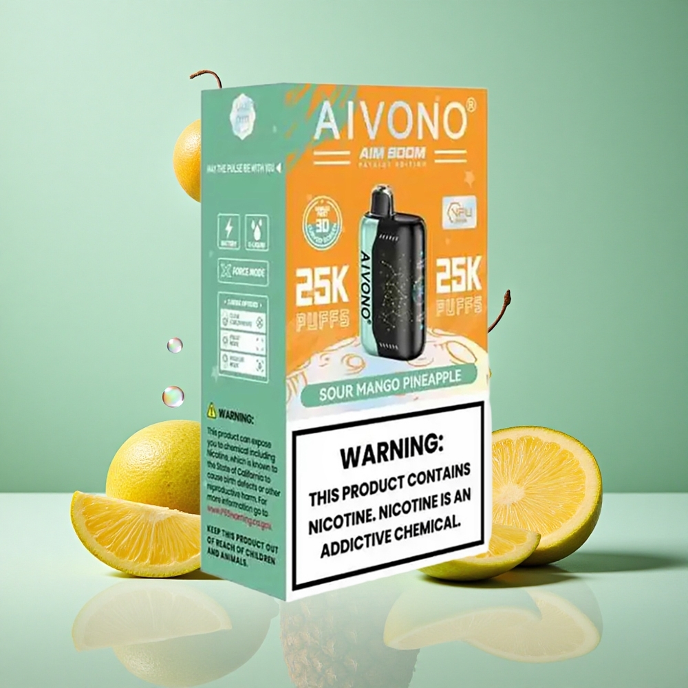 Aivono AIM BOOM 25000 Puffs Kisla Mango Ananas z 28ml E-tekočine in 650mAh Baterijo