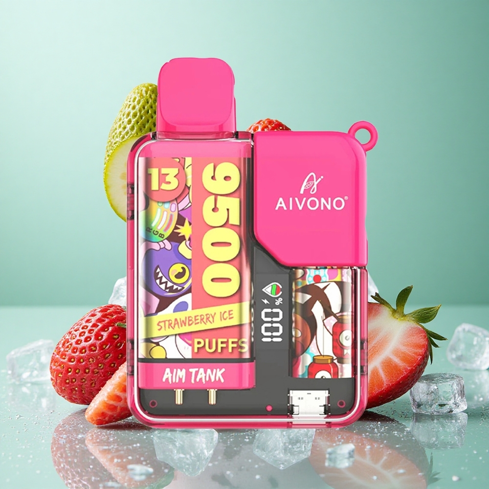 Aivono AIM-TANK 9500 Puffs Jagoda Led 18ml E-tekočina 650mAh Baterija