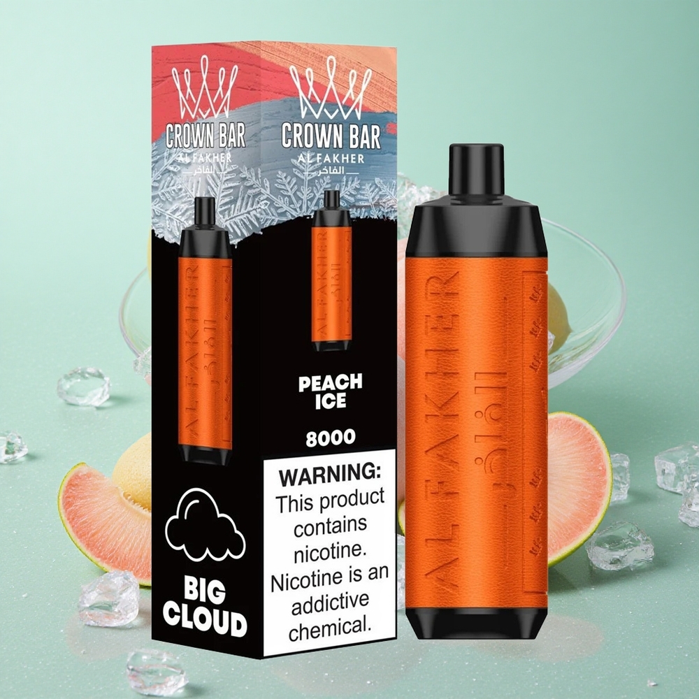 Al Fakher Crown Bar 8000 Crystal Peach Ice (Breskov led) Z 18ml E-tekočine