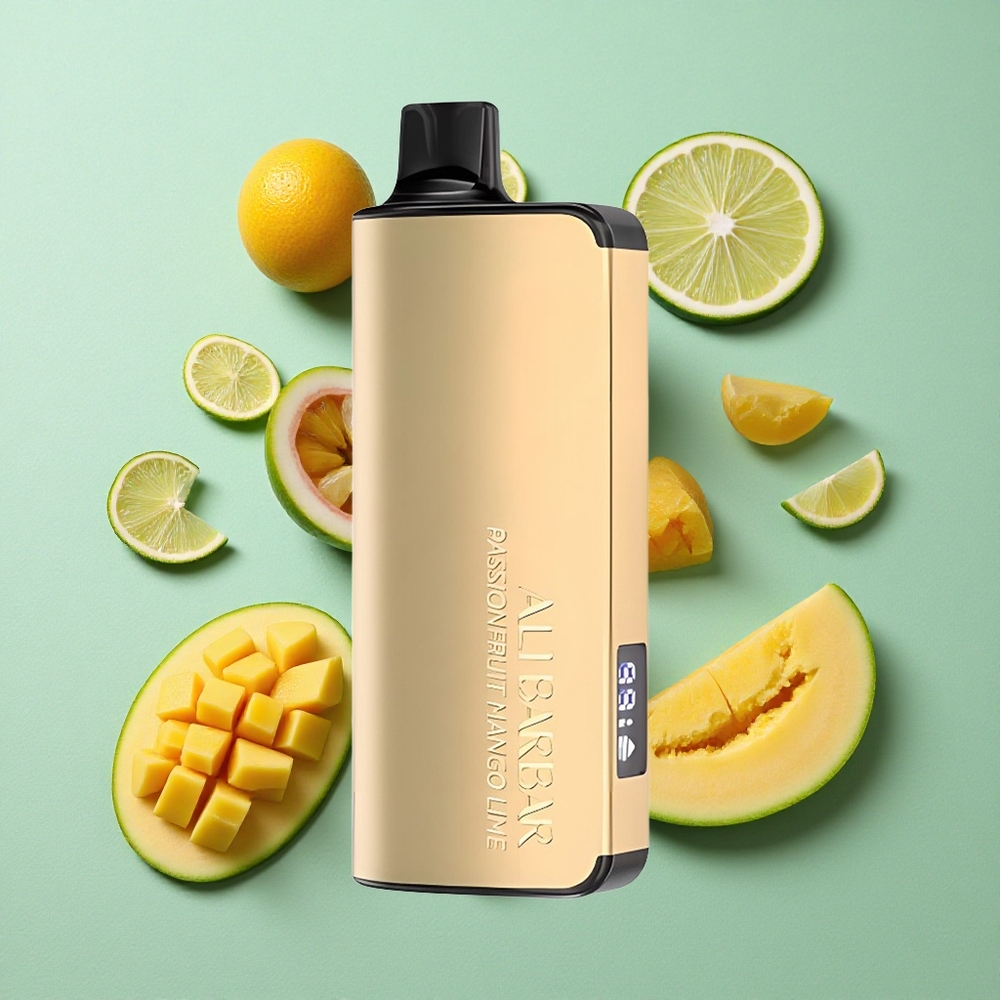 Alibarbar Ingot 9000 Puffs Pasijonasti Mango Lime z LED zaslonom in 22ml tekočine