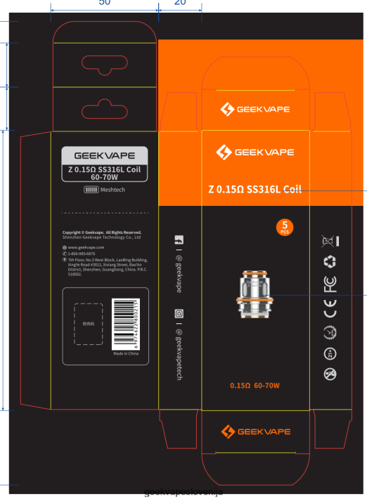 GeekVape 5 kosov/paket tuljave serije z z04 ohm xm - Geek Bar Vape 408T2
